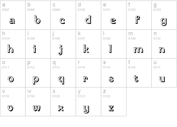 IngoneShadow lowercase a-z preview