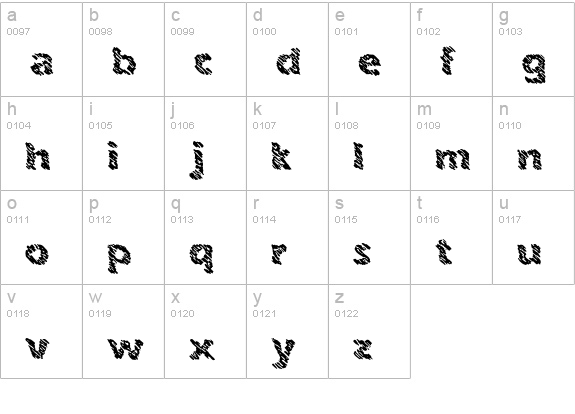 Ink Swipes BRK lowercase a-z preview