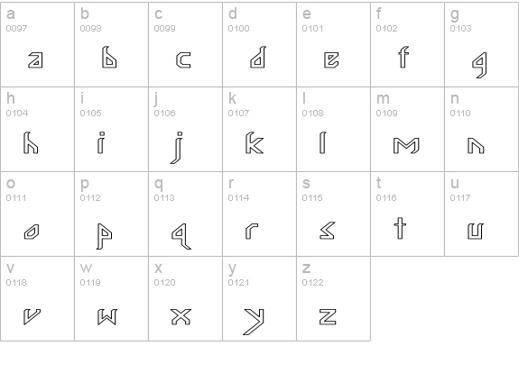 InkaBod Large Hollow lowercase a-z preview
