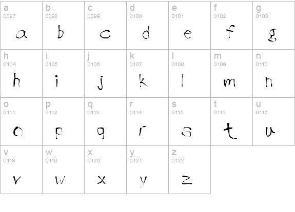 InkBlot lowercase a-z preview