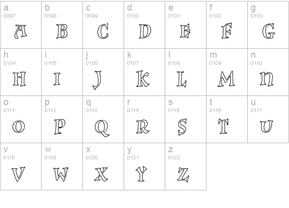 InkpotFitcapsOutline lowercase a-z preview