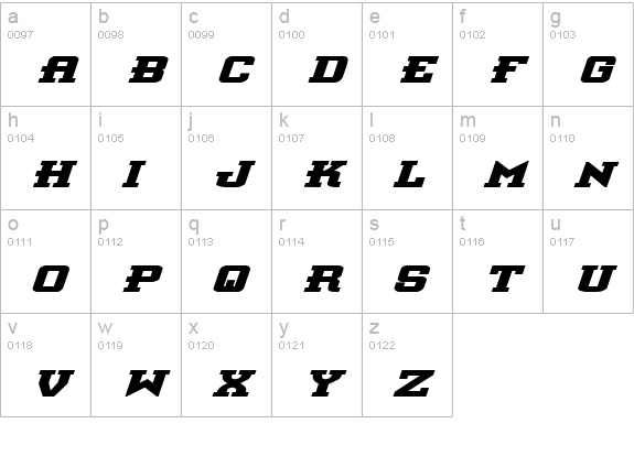 Interceptor Bold ExpItalic lowercase a-z preview