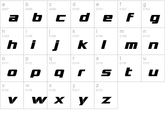 Interceptor Bold Italic lowercase a-z preview