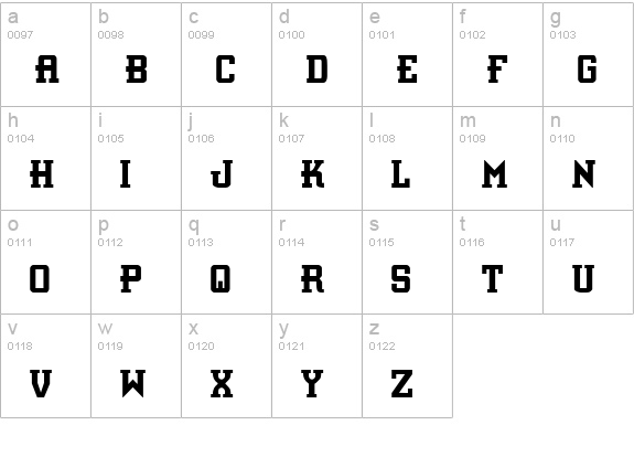 Interceptor Condensed lowercase a-z preview