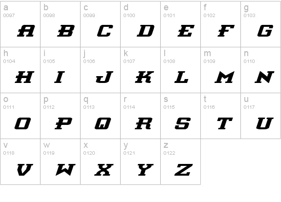 Interceptor Expanded Italic lowercase a-z preview
