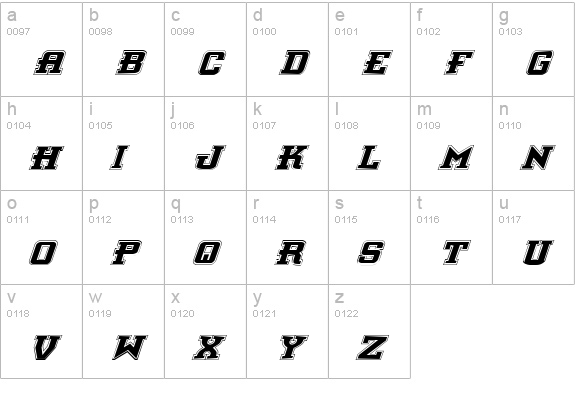 Interceptor Pro Italic lowercase a-z preview