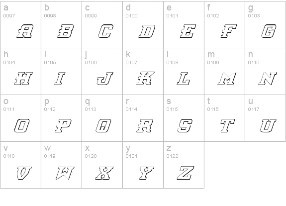 Interceptor Shadow Italic lowercase a-z preview