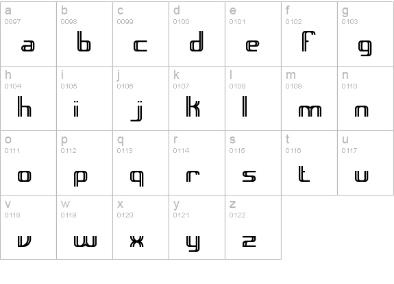 Intersect BRK lowercase a-z preview