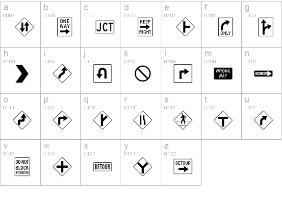 Interstate Pi One lowercase a-z preview