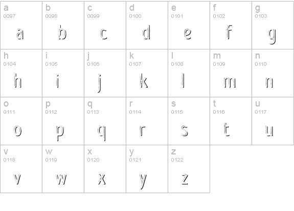 Intro Head R L Shade lowercase a-z preview