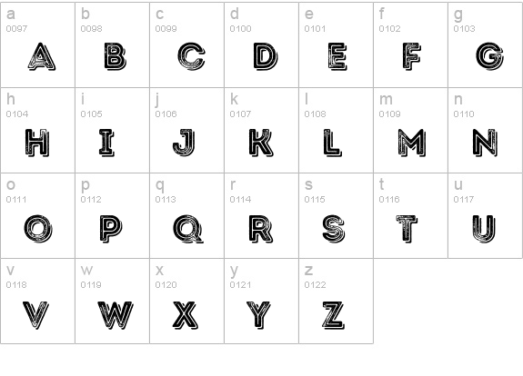 Intro Rust G Base 2 Line Shade lowercase a-z preview