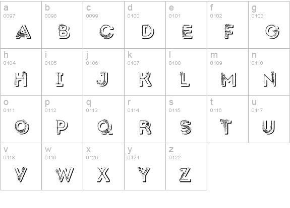 Intro Rust G Fill 2 Line Shade lowercase a-z preview