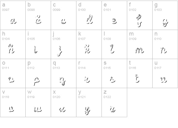 Intro Script B G Shade lowercase a-z preview