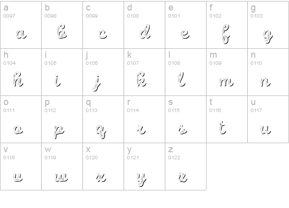 Intro Script B H1 Shade lowercase a-z preview