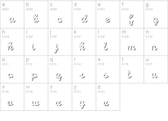 Intro Script B H2 Shade lowercase a-z preview