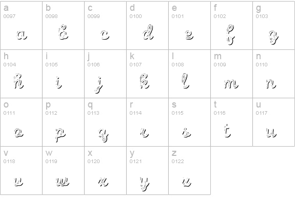 Intro Script B L Shade lowercase a-z preview