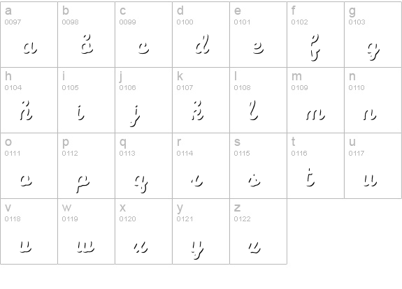 Intro Script B Shade lowercase a-z preview