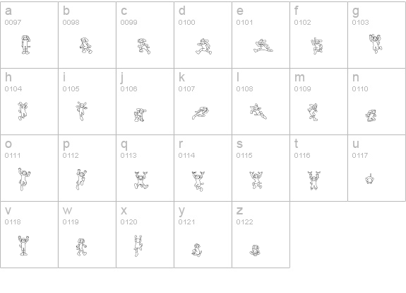 Inu-character lowercase a-z preview
