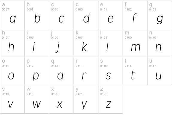 Iravenna Xlight lowercase a-z preview