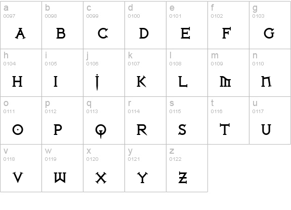 Iron League Black lowercase a-z preview