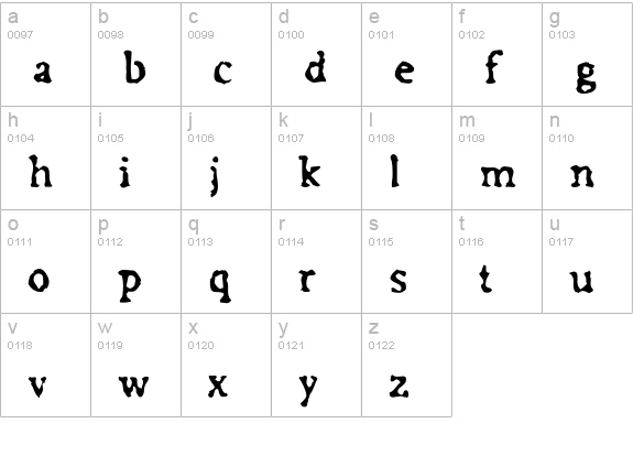 Irregular-Bold lowercase a-z preview