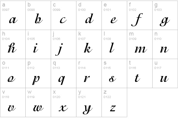 IsadoraICG-Bold lowercase a-z preview