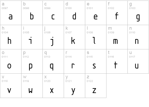Isonorm3098-Monospaced lowercase a-z preview