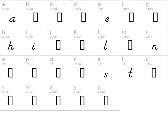 Italic Sample lowercase a-z preview