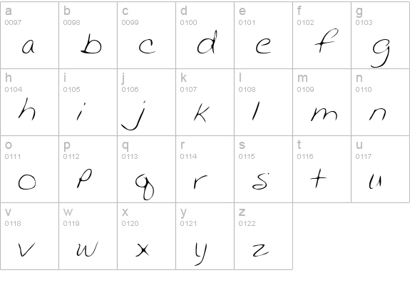 JackiesHand Regular lowercase a-z preview
