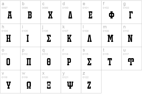 JACKPORT GREEK NCV lowercase a-z preview