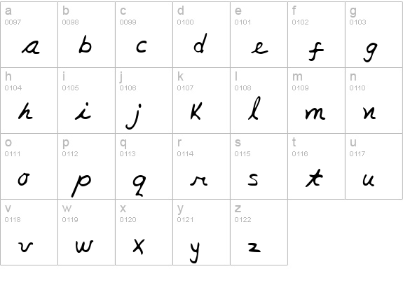 JacksHand Regular lowercase a-z preview