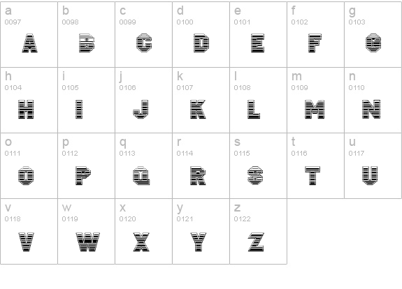 JacobiStriped lowercase a-z preview