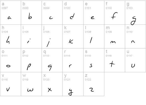 Jacques Handwriting lowercase a-z preview