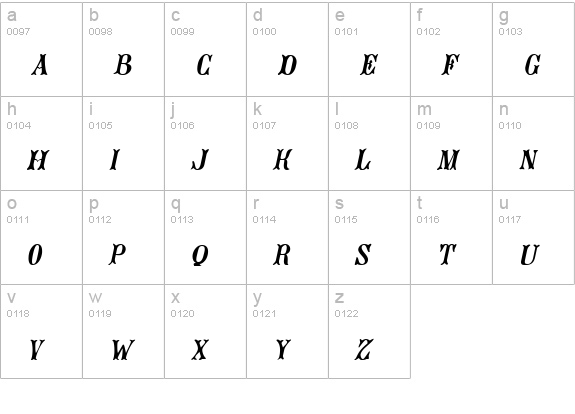 Jacques Italic lowercase a-z preview