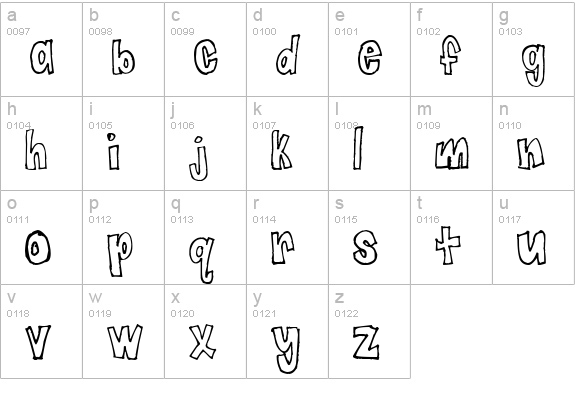 Jaggy Fries lowercase a-z preview