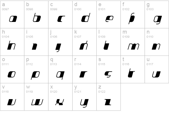 Jakone-BoldItalic lowercase a-z preview