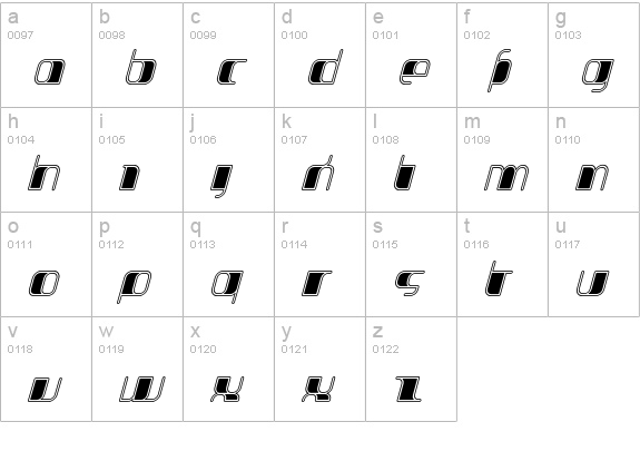 Jakone-InlineItalic lowercase a-z preview