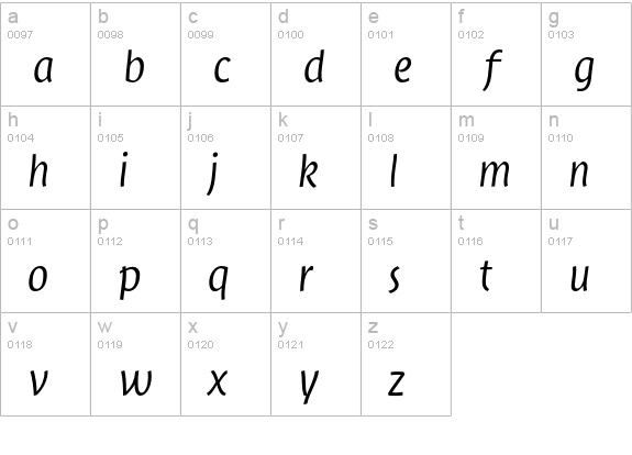 Jambono-Light lowercase a-z preview