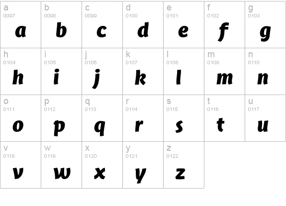 JambonoTF-Bold lowercase a-z preview