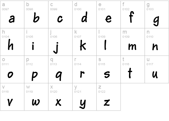JanieHmkBold lowercase a-z preview