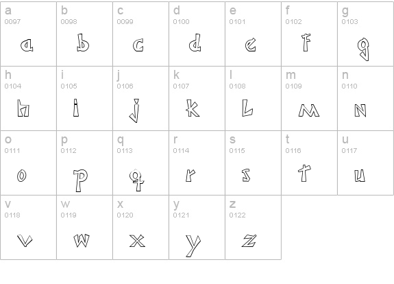 JaponesaOutline lowercase a-z preview