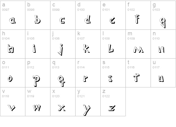 JaponesaShadow lowercase a-z preview
