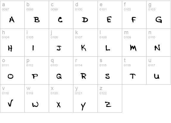 JasonsHand Regular lowercase a-z preview