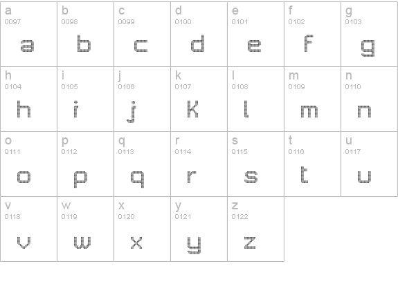 JD LED5 Regular lowercase a-z preview