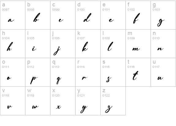 Jeasland Script lowercase a-z preview