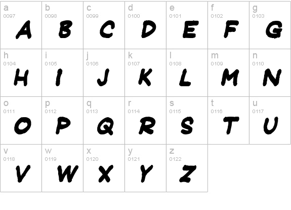 JeffreyPrint JL Bold Italic lowercase a-z preview