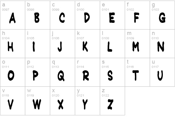 JeffreyPrint JL Condensed lowercase a-z preview