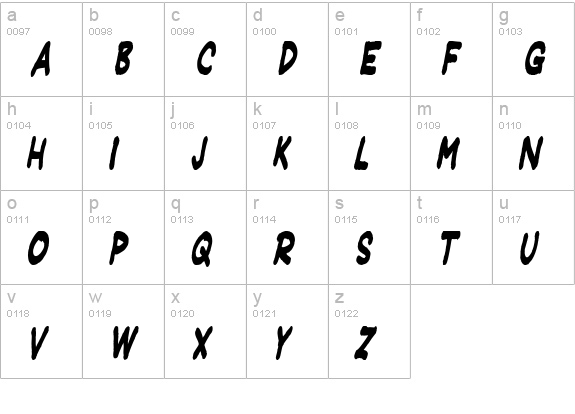 JeffreyPrint JL Condensed Italic lowercase a-z preview