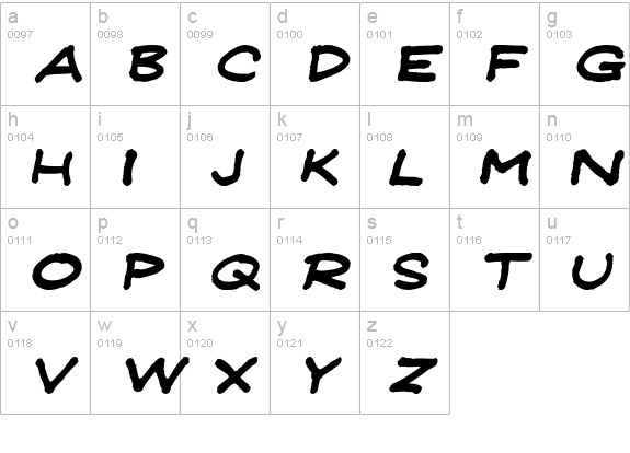 JeffreyPrint JL Wide Italic lowercase a-z preview