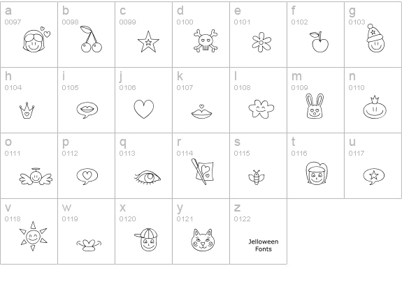 Jellodings lowercase a-z preview